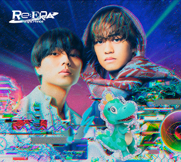 Album cover for 'Re:ERA' by King & Prince, featuring two members against a vibrant, digital background with playful graphic elements.